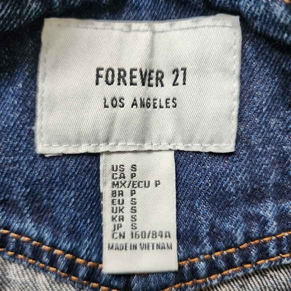 Forever 21 Blue Denim Jeans Overall Mini Skirt Dress Women's Small S Adjustable - Picture 12 of 12